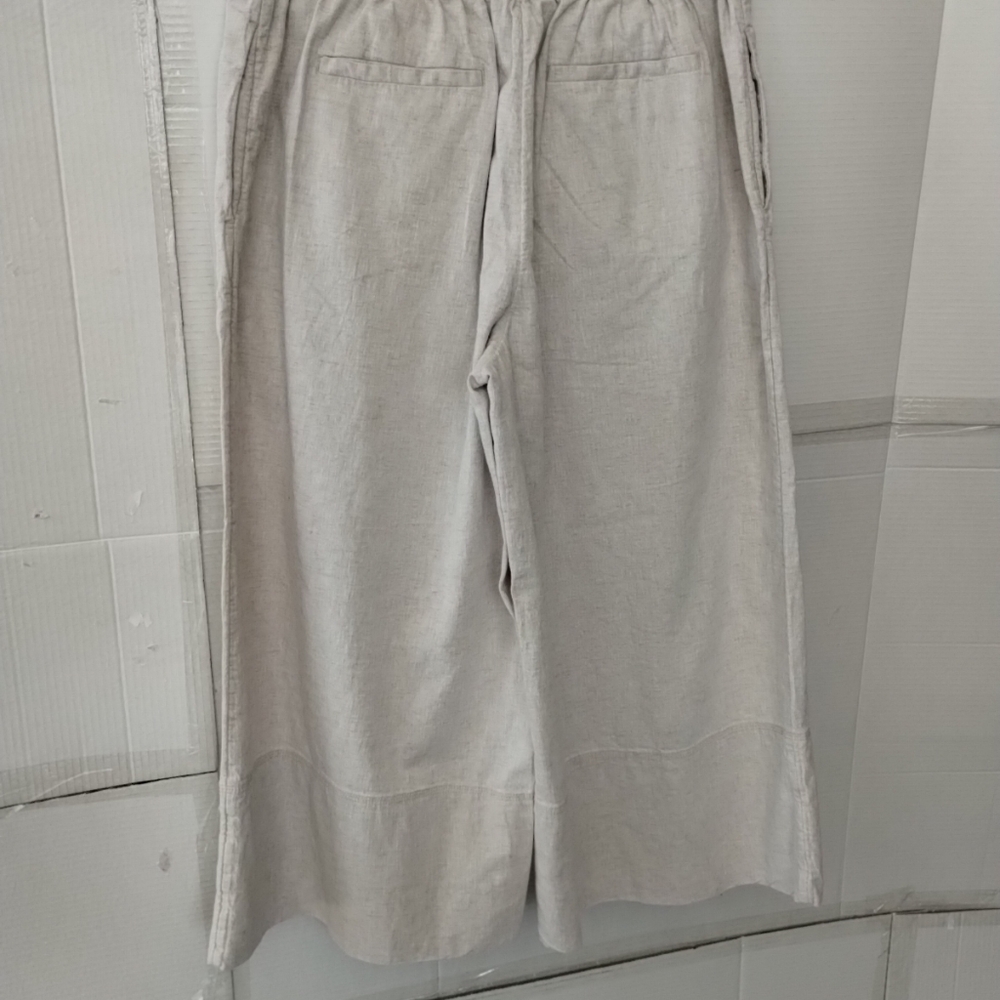 Banana Republic Linen Blend Cream Wide Leg Pants SZ Large Classic Dressy Office - Picture 6 of 13